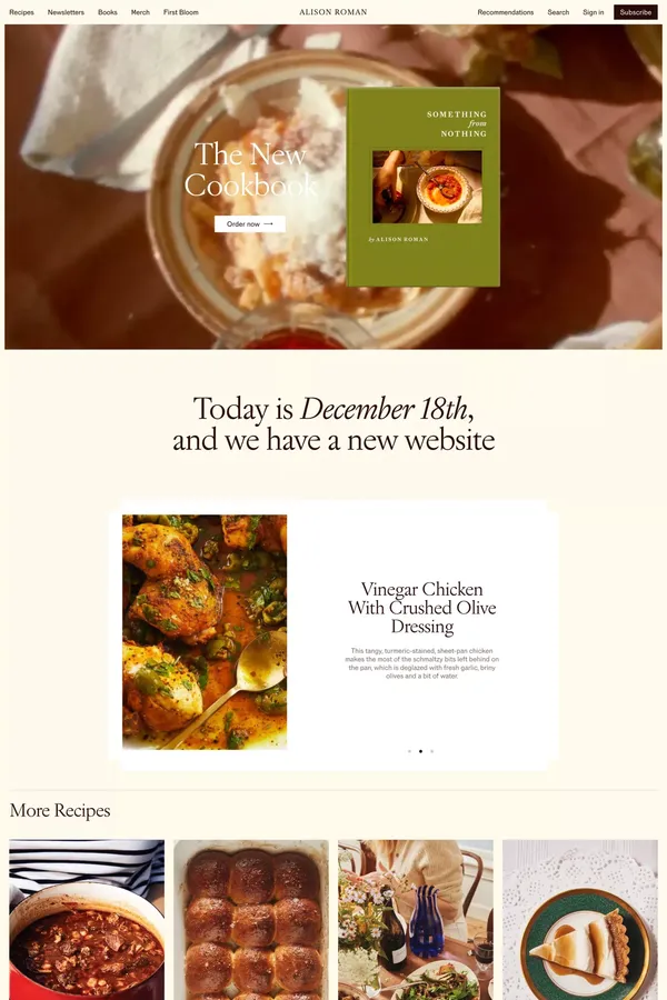 Alison Roman - Blog design inspiration