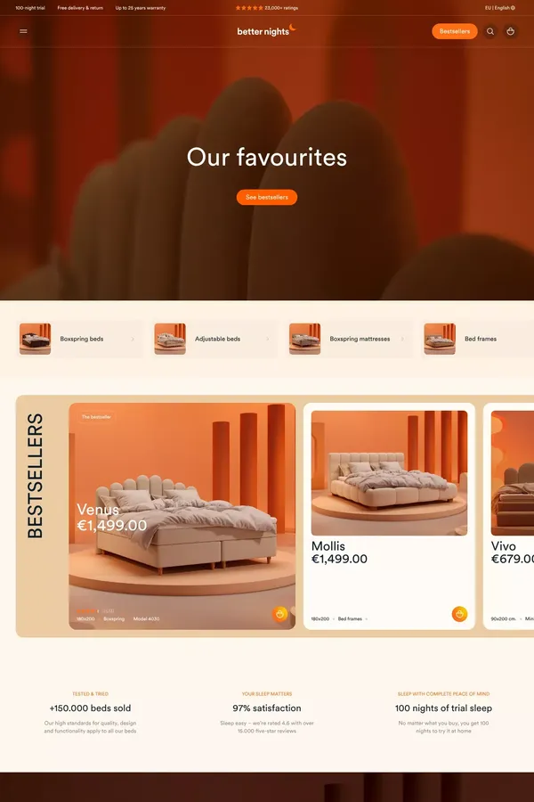 Better Nights. Good beds and good sleep change everything. - Ecommerce design inspiration