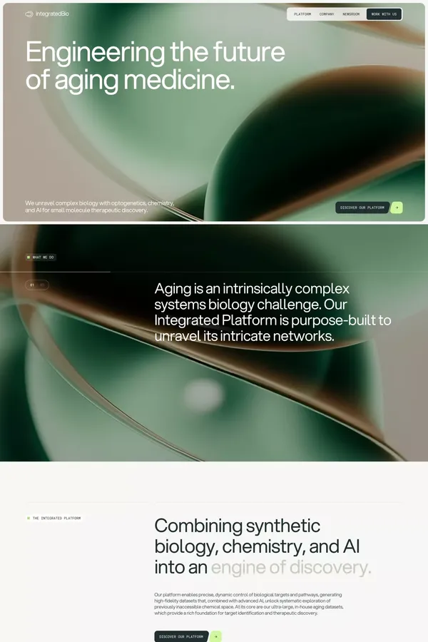 Integrated Biosciences — Engineering the future of aging medicine - Landing design inspiration