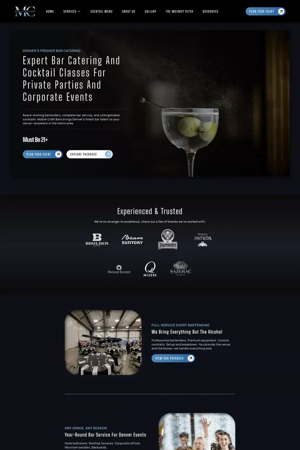 Denver Bar Catering | Mobile Craft Bars - Expert Event Bartending - Landing design inspiration