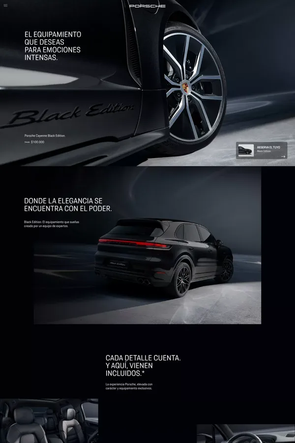 Porsche Cayenne Black Edition - Colombia | Porsche - Product page design inspiration