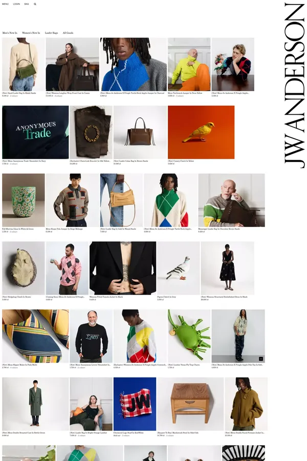 JW Anderson Official Site : Luxury Bags, Ready-To-Wear, Shoes - Ecommerce design inspiration