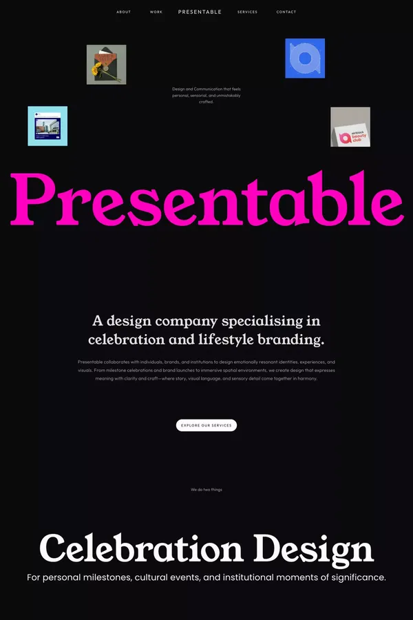 Presentable â Celebration & Lifestyle Brand Design Company - Landing design inspiration