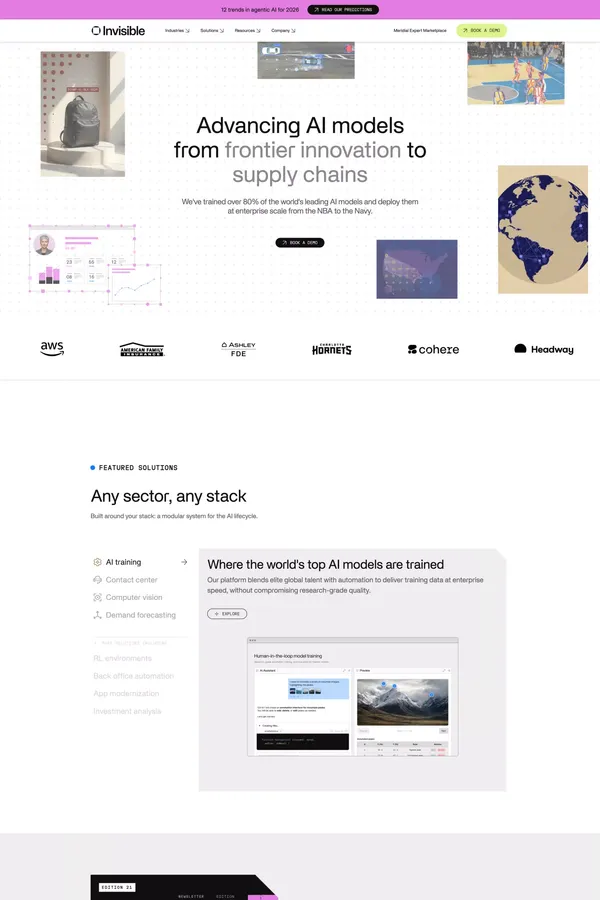 AI Software for Labs and Enterprise | Invisible Technologies - Landing design inspiration
