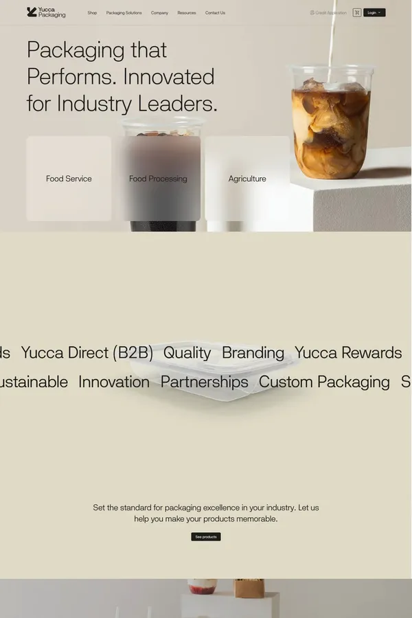 Yucca Packaging: Innovative Packaging Solutions - Landing design inspiration
