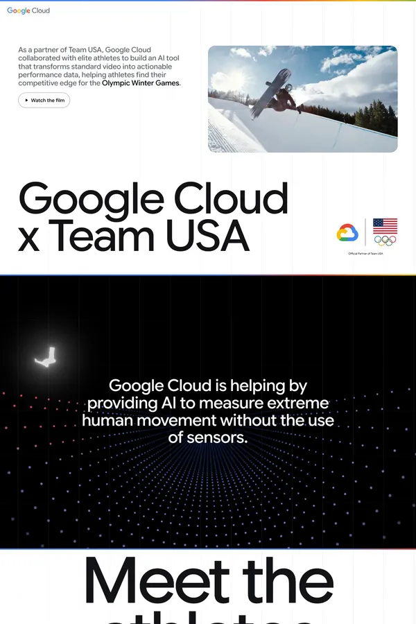 Google Cloud x Team USA - Landing design inspiration