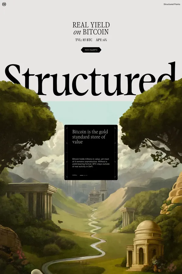 Structured | Real yield on Bitcoin - Landing design inspiration