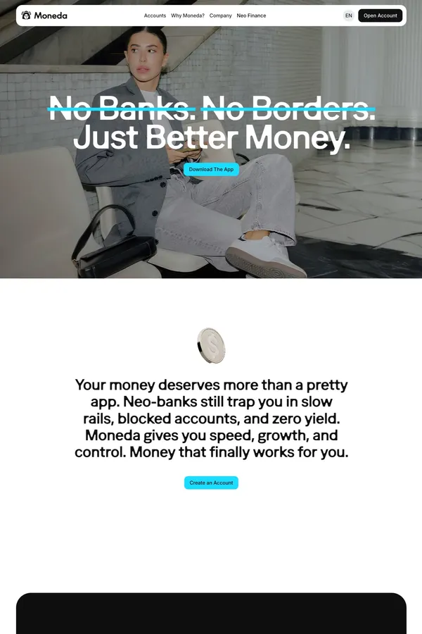 Moneda | Self-Custodial Neo Finance - Landing design inspiration