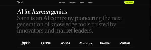 AI tools for human knowledge | Sana - Landing design inspiration