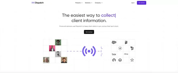 Easily collect, sync, and manage client data | Dispatch - Landing design inspiration