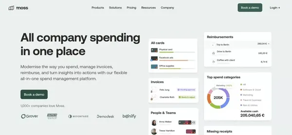 Moss: The all-in-one spend management platform - Landing design inspiration