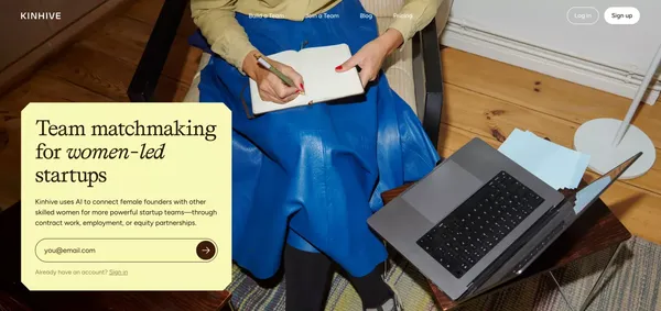 Female-Founder Team Matchmaking | Kinhive - Landing design inspiration