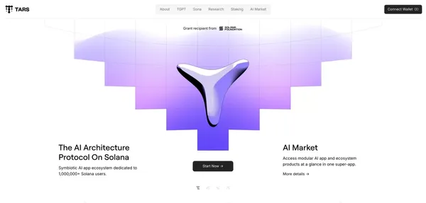 The AI Market on Solana | Tars AI - Landing design inspiration