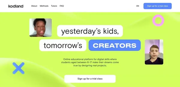 Online platform for digital skills | Kodland Home - Landing design inspiration