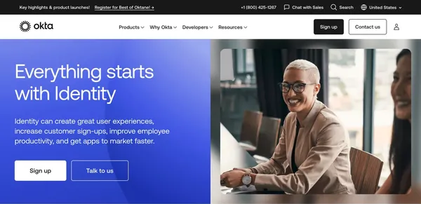 Employee and Customer Identity Solutions | Okta - Landing design inspiration