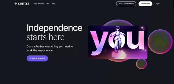 Independence starts here | Contra - Landing design inspiration