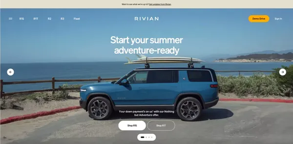 Rivian - Electric Adventure Vehicles - Landing design inspiration