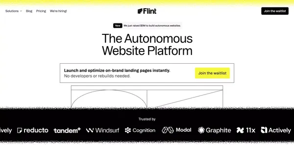Flint | Autonomous websites. Launch landing pages fast. - Landing design inspiration