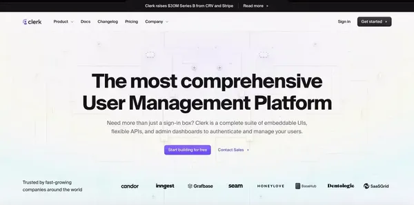 Clerk | Authentication and User Management - Landing design inspiration