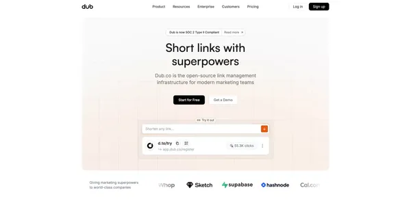 Dub.co - Link Management for Modern Marketing Teams - Landing design inspiration