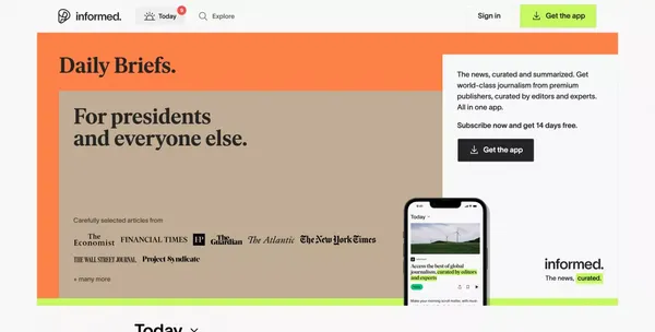 Today's topics · informed - Landing design inspiration