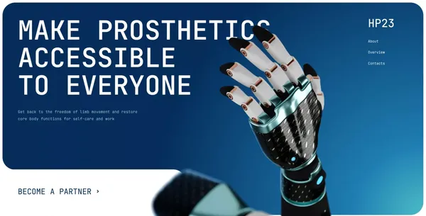 HP23 — prosthetics accessible to everyone - Landing design inspiration