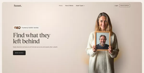 Sunset — Find what they left behind. - Landing design inspiration