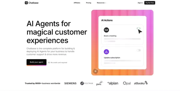 Chatbase | The complete platform for chat-based AI agents - Landing design inspiration