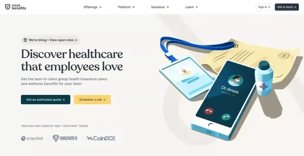 Employee Health Insurance and Benefits Platform | Nova Benefits - Landing design inspiration
