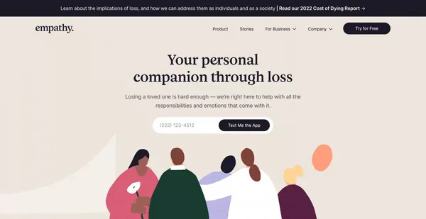 Support for Loss | Empathy - Landing design inspiration