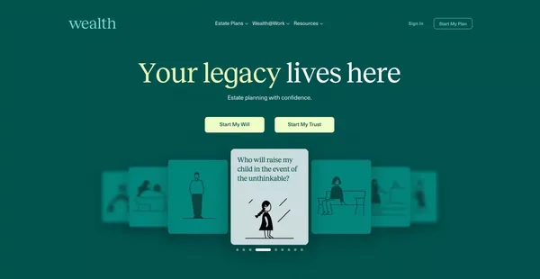 Estate Planning Platform: Create, Manage and Visualize Your Estate Plan Digitally With Our Software | wealth.com - Landing design inspiration