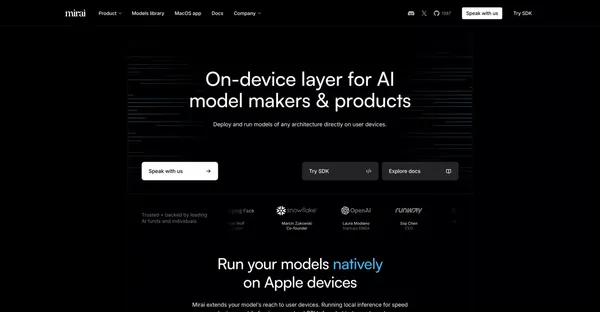 Mirai: On-Device Layer for AI Model Makers & Products - Landing design inspiration