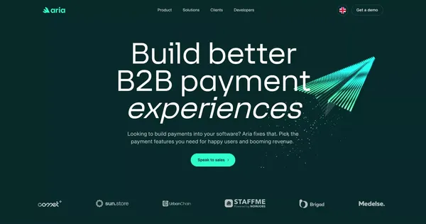 Aria – Build better B2B payment experiences - Landing design inspiration