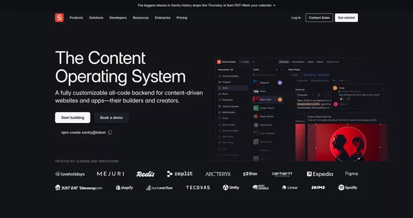 The Content Operating System | Sanity - Landing design inspiration