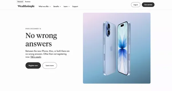 Wealthsimple: Better than your bank - Landing design inspiration