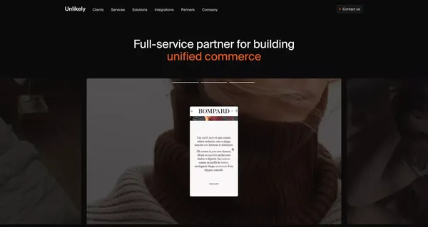 Unlikely – Full-service partner for building  unified commerce - Landing design inspiration