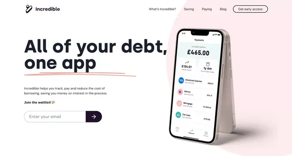 Incredible - Save on your debt - Landing design inspiration