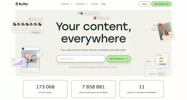 Buffer: Social media management for everyone - Landing design inspiration