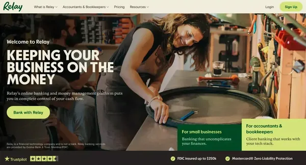 Relay | Online Business Banking | On The Money, All The Time - Landing design inspiration