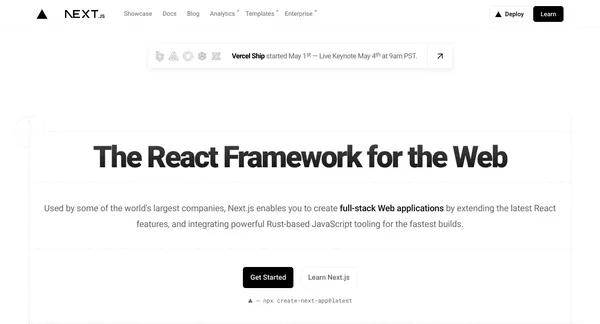 Next.js by Vercel - The React Framework for the Web - Landing design inspiration