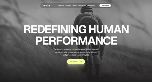 Redefining Human Performance - Landing design inspiration