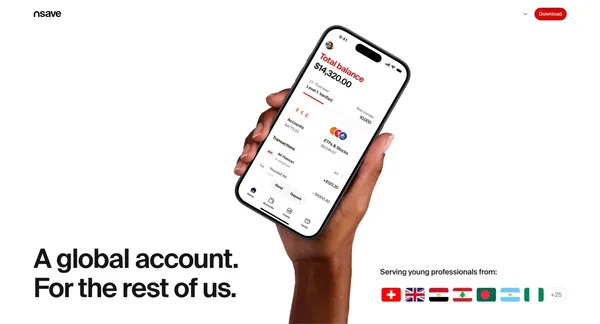nsave - A Global Account for the Rest of Us - Landing design inspiration