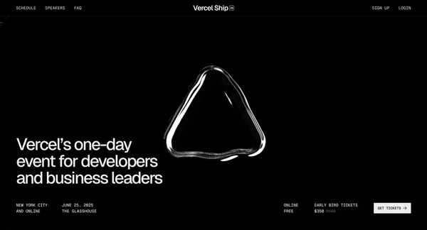 Vercel Ship - Landing design inspiration