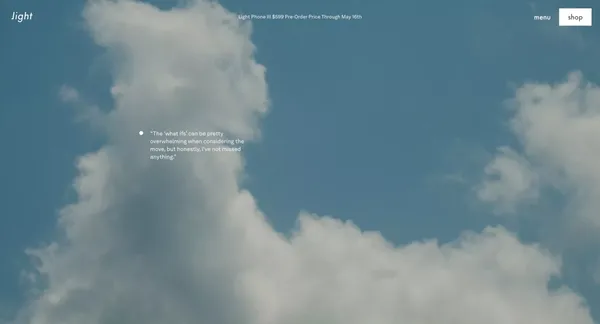 The Light Phone - Landing design inspiration
