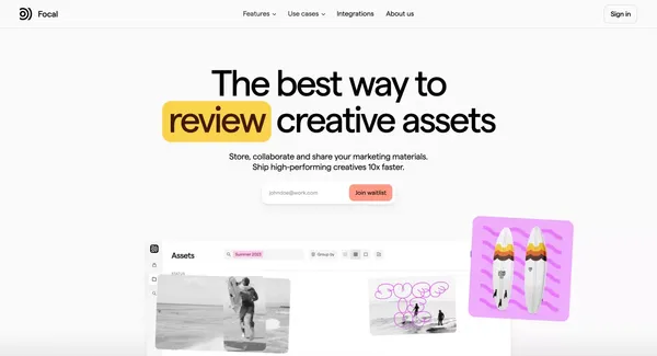 Focal – Ship high-performing creatives 10x faster - Landing design inspiration