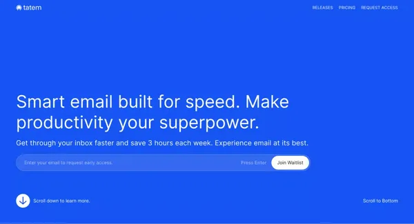 Smart email built for speed - Tatem - Landing design inspiration