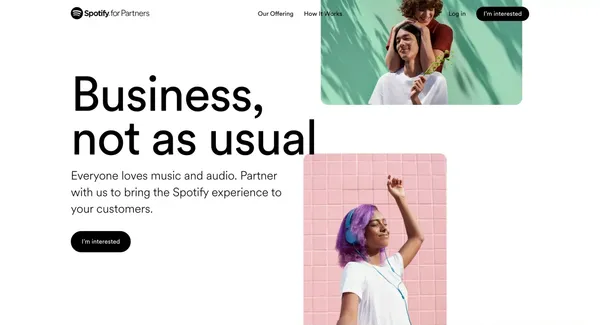 Hey there partner | Spotify for Partners - Landing design inspiration