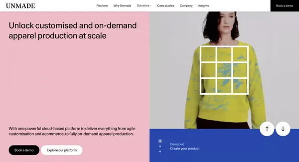 Unmade | Unlock Customised And On-Demand Apparel Production At Scale - Landing design inspiration