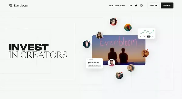 Everbloom App - Invest in creators - Landing design inspiration