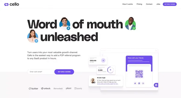 Cello | User-led growth platform for B2B SaaS - Landing design inspiration